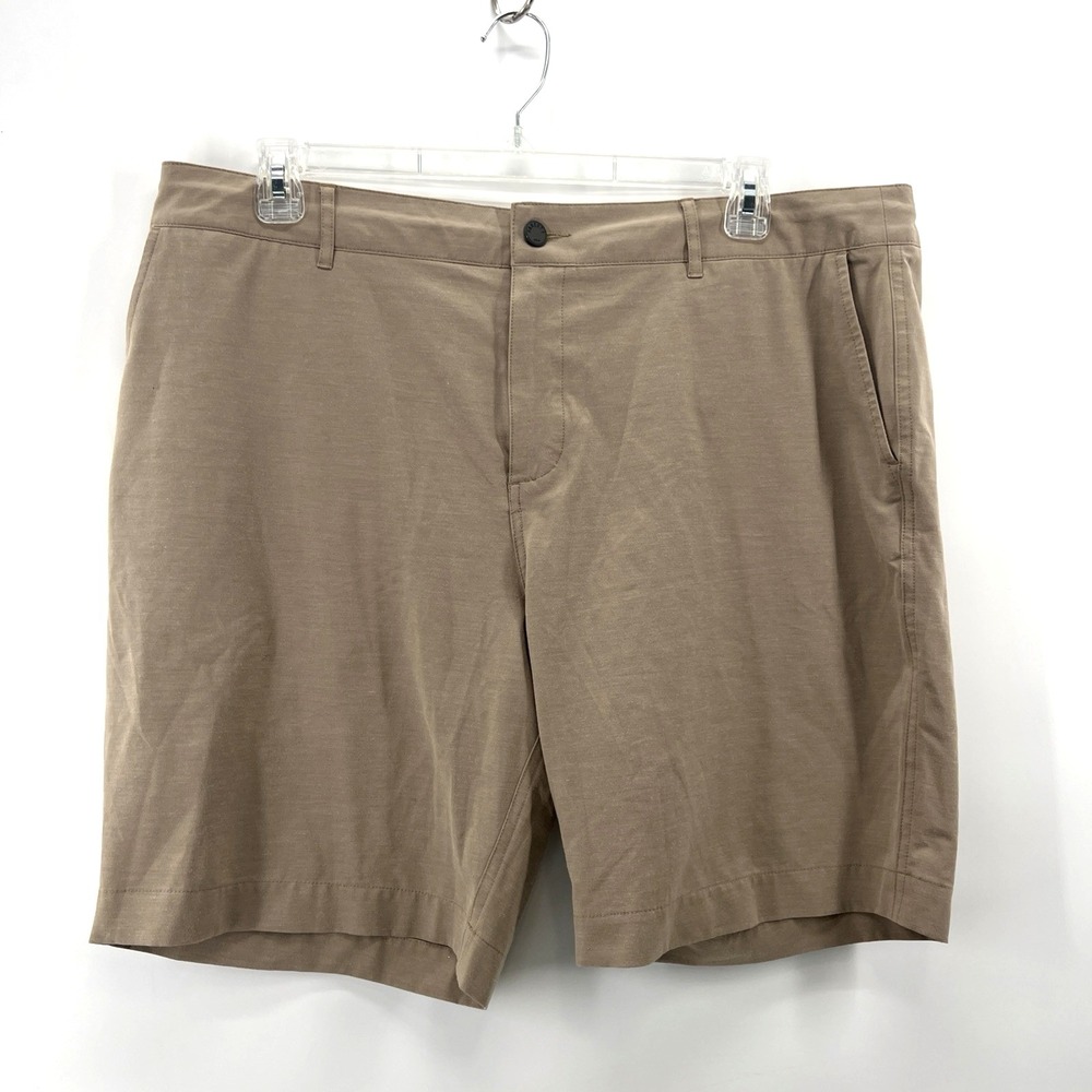 Faherty All Day Shorts Mens 38 Khaki Tan Lightweight Golf Drawstring 9" Stretch